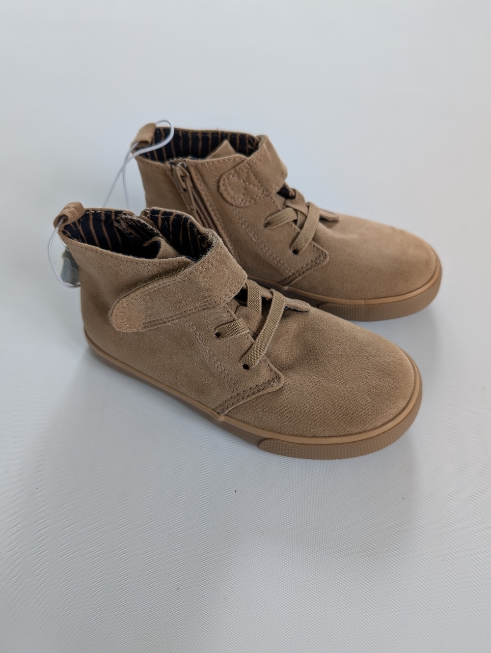 Cat & Jack Kids Tan Suede-Look High-Top Boots with Velcro